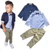 Kleidung Sets 2022 Kinder Baby Jungen Frühling Herbst Formale Set Kinder Casual Anzug Mantel Hemd Hosen 3 Stück 2-8T