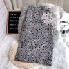 Skirts Women Winter Spring High Waist Split Leopard Print Long Skirt O2533