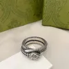 Projektant 925 Srebrne pierścienie Double G klasyczny duch wąż para pierścień vintage do starego zamkniętego usta grawerowane dominujące męskie