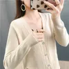 Women's Knits Women's Cardigans Knitted Sweater Coat Spring Autumn Long Sleeve Crochet Female Cardigan With Buttons Short Lady Top 447