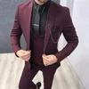 Męskie garnitury 2022 kolorowy burgundowy kostium Homme mężczyzn smoking ślubny dla pana młodego Slim Fit Blazer Terno Masculino 3 sztuki płaszcz z kurtką