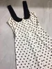 Casual Dresses Women Vintage Style Doll Collar Sleeveless Dot Print Slim Long Dress