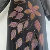 Casual Dresses 2022 Women's Summer Black Dress Flower Muslim Suit Inlaid Colored Diamonds Long Sleeve Comfortable Fabric Delicate Design