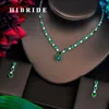 Brincos de decote Conjunto de moda de luxo de cor verde cz para mulheres acessórios de vestido de noiva preços por atacado Drop n-450