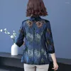 Women's Suits 2022 Ladies Blazer Summer Lace Thin Suit Outerwear 3/4 Sleeve Femme Casual Women's Clothing Navy Jacket Coat L- B320