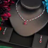 Halskette Ohrringe Set Mode Luxus Grüne Farbe CZ Für Frauen Hochzeit Kleid Zubehör Großhandelspreis Senken N-450