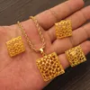 Women Trendy Ethiopian Fine Gold Bridal Jewelry Sets Necklace Earrings Ring Gifts Wedding Jewellery Set5246046