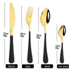 Flatware Sets Zoseil 24Pcs Dinnerware Set 304 Stainless Steel Gold Cutlery Knife Forks Spoon Mirror Silverware Western Tableware