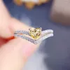 Küme halkaları doğal gerçek sarı sitrine aşk kalp tarzı yüzük mücevher başına 5mm 0.4ct taş 925 Sterling gümüş ince j22539