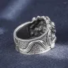 Cluster-Ringe aus massivem 999er-Sterlingsilber, Thai-Retro-Biker-Herren-Handarbeit-Löwenring, Schmuck, Geschenk, A4536