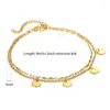 Anklets Bohemia For Women Stainless Steel Multilayer Foot Chain Medallion Tassel Coin Charm Beach Jewelry Boho Style DA48