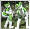 Costume de mascotte Husky vert, fabriqué par Profession, en peluche, taille adulte, robe fantaisie de dessin animé, pour fête d'halloween