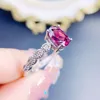 Cluster Rings Pyrope Ring Natural Real Pink Simple 5 7mm 1Ct Gemstone 925 Sterling Silver Fine Jewelry for Women J226123
