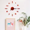 Wandklokken Rode 3D DIY-stickers Reloj de Pared Horloge Murale woonkamer decoratie Home Decor Silent Xmas Gift XGZ-051