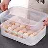 Bouteilles De Stockage Ménage Boîte À Oeufs 24 Grille Réfrigérateur En Plastique Alimentaire Bac À Boulette Plateau De Cuisine Conteneur Avec Couvercle Mx6211601