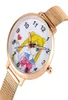 Sailor Moon Womens Bracelet Watch Fashion Rose Gold Mesh Band Quartz Ladies Clocks Female Watches Hours Gifts Relogio Feminino278y8399669