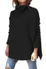 Kvinnors Turtleneck överdimensionerade tröjor 2022 Fall Long Batwing Sleeve Spilled Hem Tunic Pullover Tröja Knit Topps 2212181