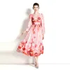 Boutique Womens Floral Dress 2023 Spring Autumn Dress Long Sleeve High-End Lady Printed Dresses Runway Dresses
