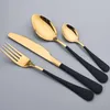 Flatware Sets Zoseil 24Pcs Dinnerware Set 304 Stainless Steel Gold Cutlery Knife Forks Spoon Mirror Silverware Western Tableware