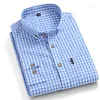 Men's Casual Shirts Cotton Men's Plaid Causal Full Sleeve High Quality Soft Fshiaon Button Down Small Checked Youth Business Blouse