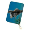 Card Holders Cute Koala Pattern PU Business Holder For Women Small Coin Blue Wallets Bank Cards Protection Case ID