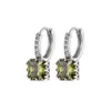 Boucles d'oreilles créoles de luxe en cristal CZ pour femmes, petit cercle rond brillant, strass carrés pendants, bijoux exquis pour robe de soirée