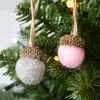 Juldekorationer 6st Xmas Tree Wool Felt Acorn Pine Cones Diy Pendant Hanging Ornament Dekor Hem År Party Creative Kids Gifts