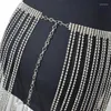 Belts Silver Gold Wide Rhinestone Fringe Waist Belt For Women Bling Metal Belly Chain Dance SHow Night Club Sexy Crystal Body Jewelry