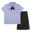 Clothing Sets Japanese School Girl Uniform Thailand Uniforms Jk Suit Student Graduation Costume Cute Solid Color Pleated Skirt Set