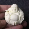 Dekorativa figurer Vit skrattande buddha dekorerad mini staty modern konstskulptur hem dekoration gud av rikedom presentförpackning förpackning