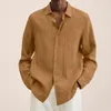 Casual shirts voor heren Tech Men Mannelijk Zomer Linnen Solid Loose Shirt Heren Sluit de kraag lang zwaar zwaargewicht T af