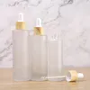 Storage Bottles 20ml 30ml 40ml 50ml 60ml 80ml 100ml Frosted Dropper Bottle With Bamboo Lid Pipette Essential Oil Empty
