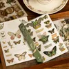 Gift Wrap 8 Sheets Vintage Plant Sticker Diy Diary Butterfly INS Scrapbooking Retro Leaf Mushroom Material Paper Decorative Stickers