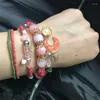 Charm armband hänger jing 2022 kvinna söt 4st/set bohemisk guldpärla armband mode wrap crystal pärlor skal måne för kvinnor