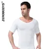 Moldeadores de cuerpo para hombre, ropa interior para controlar la barriga, ropa interior moldeadora de manga corta, Tops, camisa moldeadora, moldeador de correa elástica elástica