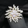 Broschen SHMIK Mode Luxus Perle Blume Für Frauen Elegante Exquisite Abzeichen Kristall Kleidung Schmuck Hochzeit Party Brosche Pin