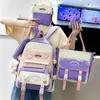 보관 가방 5 in 1 School Bag in Girls 다기능 학생 서적 대용량 십대 소녀 학교 주머니 캐주얼 여성 여행 배낭