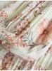 Damskie bluzki kobiety jesienne zimowe bluzka słodki temperament delikatny druk paski do sznurowania pęknięte kwiaty duże kwiaty koszula z długim rękawem