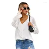 Women's Blouses Fashion Womens Ruffles Shirts Tops Polka Dot Elegant White OL Shirt Ladies Flare Long Sleeve Streetwear Clothing