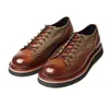 Grain Cargo Full Leather Shoes Gentlemen Fashion High Top Mens Platform Thick Heel Male Oxfords 841