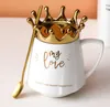Muggar Coffee Mug Crown Cup Luxury Nordic Cups With Spoon Water Bottle Ceramic Milk till Breakfast and Girl Gift