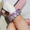 Обручальные кольца 2022 Роскошные черно -розово -зеленый серебряный цвет эстетическая группа вечности кольцо для женщин подарок пальцы украшения
