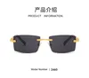 Car t ierss 2023 Vintage-Sonnenbrille, randlos, quadratisch, Damen-Sonnenbrille, Modedesigner-Sonnenbrille, Luxus-Sonnenbrille mit goldenem Rahmen, UV400, Farbverlauf 2460