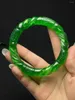 Bangle smycken jade armband naturliga myanmar gröna armband ihåliga handkylda lyckliga smaragd