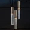 ペンダントランプアメリカンLEDウォールゾウォンス円筒形の透明ガラスブラスホワイエベッドルームベッドサイドランプミニマリスト照明器具