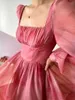 Повседневные платья платья французская шея розовая темперамент с длинным рукавом большие мод