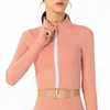 Gym Kleidung Herbst Winter Sportswear Laufen Mäntel Frauen Yoga Lange Sleeve Zipper Jacken Fitness Crop Top Chaleco Hombre