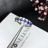 クラスターリングサファイアリングナチュラルリアルブルー925スターリングシルバージェムサイズ3mm 6pcs