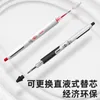 Straight Liquid Roller Ball Pen Exchangeable Ink Double Smooth Time-space Silent And Quick-drying Black