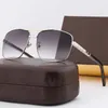 Moda Lou Vut Cool Okulary przeciwsłoneczne męskie okulary przeciwsłoneczne Pilot Około przeciwsłoneczne metalowa ramka wytłaczanie projektant Man Eyewear Oryginalne akcesoria oczu Outdoor Outdoor Driving Square 1